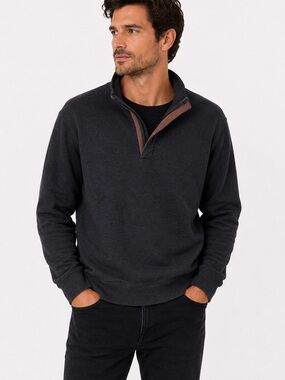 Men's Dark Charcoal Zip-Up Sweater Pullover